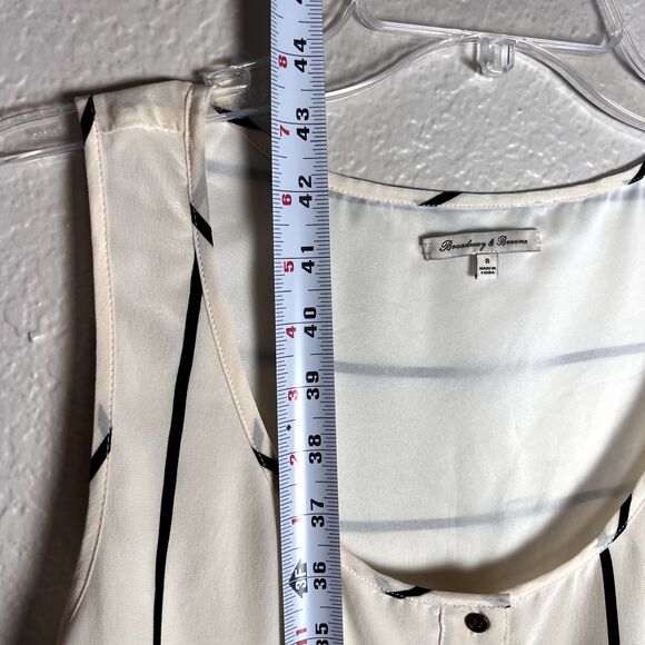 Madewell Broadway & Broome Sz 8 Sleeveless Dress 100% Silk Black, White Stripes - Picture 15 of 16